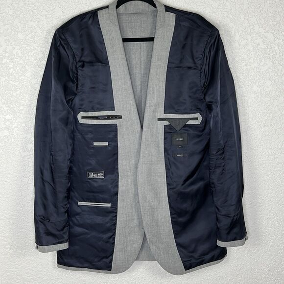 J Crew Ludlow Mens 42L Gray Cross Weave Sport Coat Italian Wool Tollegno - Picture 4 of 8